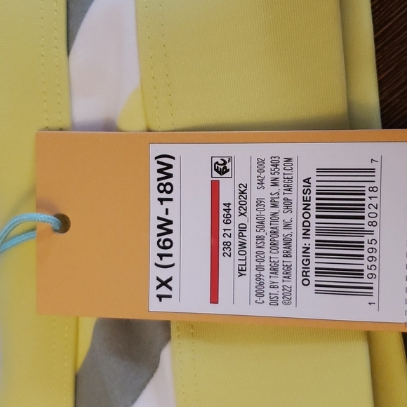 Kona Sol Triangle Bikini Set - Yellow, White and Green Size 1X (16W-18W) - Picture 4 of 9